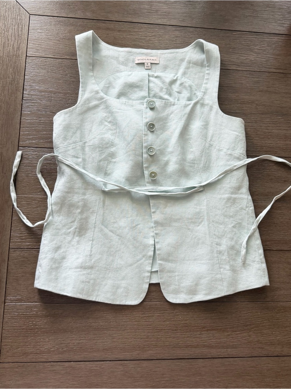 NEW Banana Republic Mint Green Linen Vest, 6